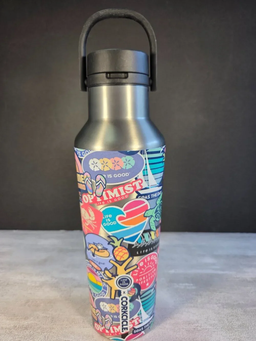 Life Is Good X Corkcicle Beach Stickers Stainless Steel Insulated Canteen 20oz